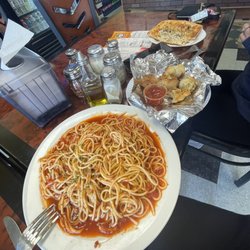 Jay's Pizza & Eats - Pasta with marinara sauce, garlic knots & Jay's Special Square