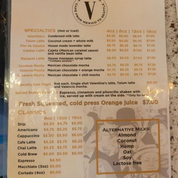 Valentina’s Cafe - June 2025 menu - Coffee & Tea Near Me - Seattle, Washington