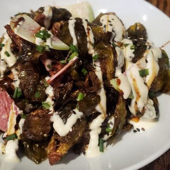 Bang! - Brussel Sprouts. Mayo just adds more fat to another greasy item. Hold the mayo. - Vegetarian Near Me - Charlottesville, Virginia
