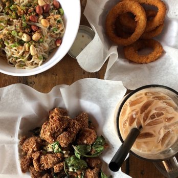 Hide Out Cafe - Dry noodles, onion rings, Hide Out milk tea, popcorn chicken !! - Cafes Near Me - Rowland Heights, California