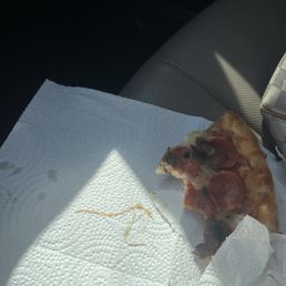 Clear stringy pieces, when I chewed them they felt rubbery, like thin rubber bands mixed with the cheese in my pizza Clear stringy pieces, when I chewed them they felt rubbery, like thin rubber bands mixed with the cheese in my pizza