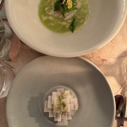 Sea bream carpaccio and lamb tartare