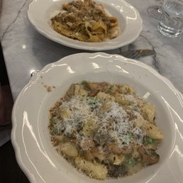 Gnocchi in front and reginette in back Gnocchi in front and reginette in back