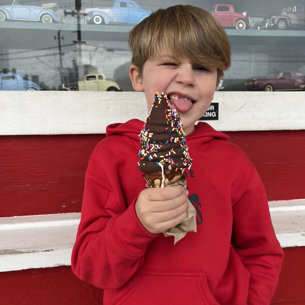 Fresh Freeze Drive-In - Swirl dipped cone with sprinkles is the best on Friday after school! - Burgers Near Me - Eureka, California