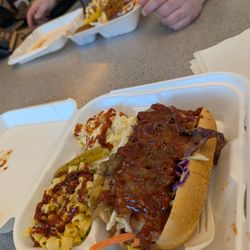 Rolling Thunder BBQ - Thunder sandwich is the bomb! I also got the bacon Mac and the potato salad on the side! Topped it all with the spicy BBQ
