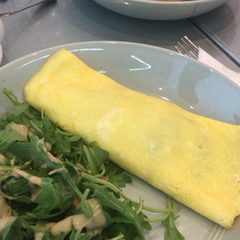 Chaumont - Mushroom and gruyere omelette which comes with a salad and baguette. Good light option - Bakeries Near Me - Beverly Hills, California