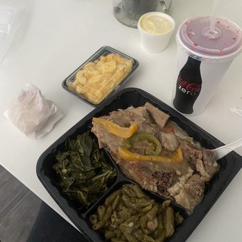 Dare U To Care Grill - Koolaid, Short ribs, greens, green  beans with potatoes & Mac'n cheese. Fire!! - Soul Food Near Me - Gardena, California
