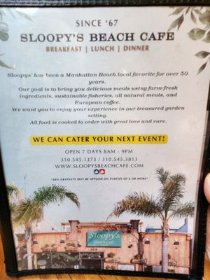 Menu photo 1 Sloopy's Beach Cafe Manhattan Beach, CA Menu photo 1 Sloopy's Beach Cafe Manhattan Beach, CA