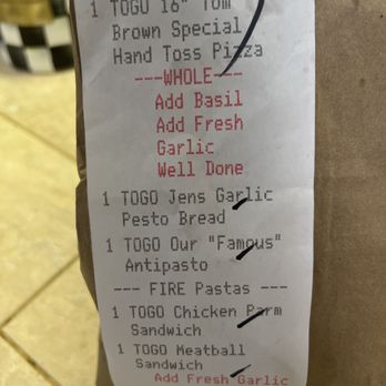 Casa De Pizza - My order ticket, unfortunately everything on it was not good. - Pizza Near Me - Granada Hills, California Casa De Pizza - My order ticket, unfortunately everything on it was not good. - Pizza Near Me - Granada Hills, California