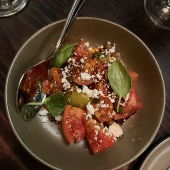 The Anchovy Bar - heirloom tomatoes, roasted zapallito squash, ricotta salata, pepita - Seafood Near Me - San Francisco, California