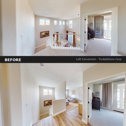 Truadditions - Transformed an open-to-below entry into a seamless loft, creating a spacious bonus room that looks original to the home.