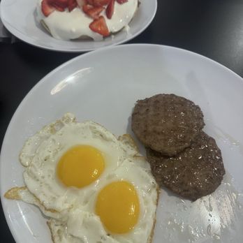 Yuno’s Cafe - Strawberries and Cream pancakes! Love the sausage patties and perfect sunny side up eggs ! - Coffee & Tea Near Me - Port Hueneme, California Yuno’s Cafe - Strawberries and Cream pancakes! Love the sausage patties and perfect sunny side up eggs ! - Coffee & Tea Near Me - Port Hueneme, California