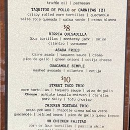Happy Hour menu, 4/13/26