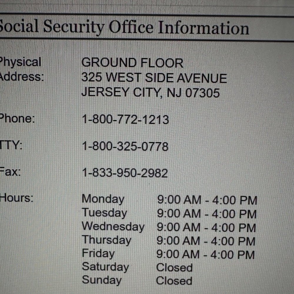 Social Security - This is not a good phone number. Use 1 (877) 405-2884 for the Jersey city office. - Public Services & Government Near Me - Jersey City, New Jersey Social Security - This is not a good phone number. Use 1 (877) 405-2884 for the Jersey city office. - Public Services & Government Near Me - Jersey City, New Jersey