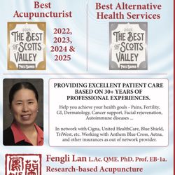 Fengli Lan, LAc, PhD, QME, Prof. - Research-based Acupuncture - Best of Scotts Valley 2022, 2023, 2024, 2025