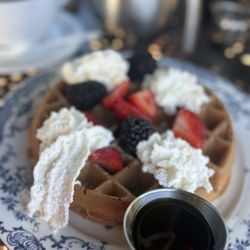 Lola's Cafe - Waffles with fresh fruit and whipped cream