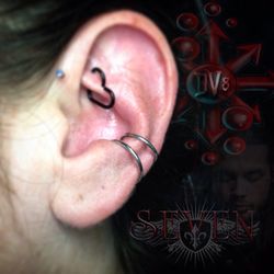 Dual Segment Ring Double Conch Piercing.