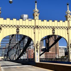 Smithfield Street Bridge in Pittsburgh, PA. Historic Landmark Est. 1881-1889.