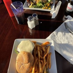 Carbones Waterside - House burger and seared scallops