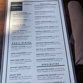 Carmelita's - Menu - Beer, Wine & Spirits Near Me - Laguna Beach, California Carmelita's - Menu - Beer, Wine & Spirits Near Me - Laguna Beach, California