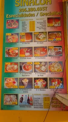 Menu photo 2 Taquerias Sinaloa Tacoma, WA