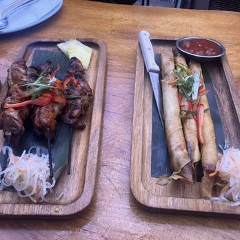Mestiza - Chicken BBQ Inasal skewers & Chicken lumpia - Vegetarian Near Me - San Francisco, California