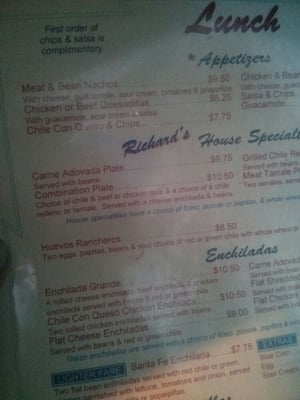 Menu photo 8 Richard's Mexican Restaurant Albuquerque, NM