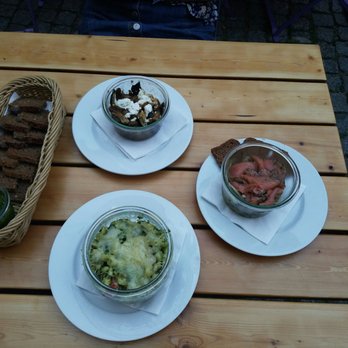 Lila Sosse - Dips with bread basket - Parsley almond pesto  Braised aubergine & zucchini   Homemade swabian noodles  Slade of fennel and cucumber - German Near Me - Dresden, SN