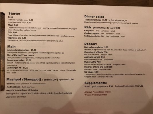 Menu photo 1 Tomaz Amsterdam, NH