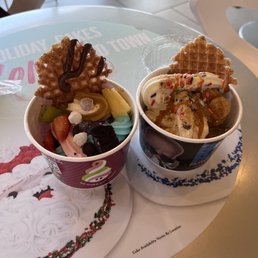 two cups of ice cream and waffles two cups of ice cream and waffles