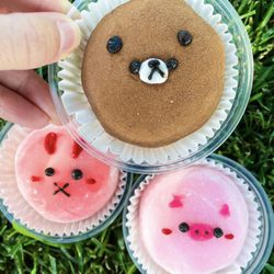 Okan Japanese Treats - Chocolate, strawberry and peach mochi