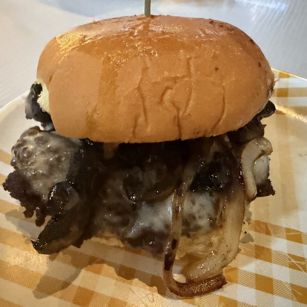 The Mixer - MIXER BURGER  -2 patties  smashed , Swiss cheese , sautéed mushrooms - Burgers Near Me - San Diego, California