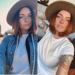 Before and after. I left with half my hair still wet I have short hair. She only cut the back, no layers. charged me for a long hair cut. Before and after. I left with half my hair still wet I have short hair. She only cut the back, no layers. charged me for a long hair cut.