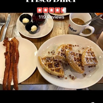 Frisco Diner - Texas Pecan Belgian Waffles - Breakfast & Brunch Near Me - Frisco, Texas