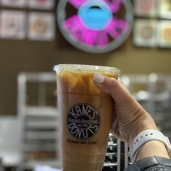 Kane's Donuts - Downtown - Medium Iced Coffee (~$6) with 2 shots of Caramel (~$3) - Donuts Near Me - Boston, Massachusetts