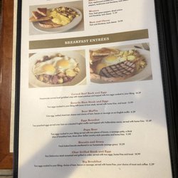 Bear's Den Restaurant - Breakfast menu
