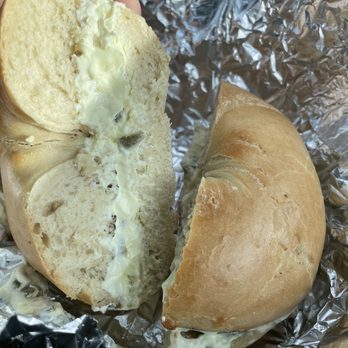 Macondo - Plain bagel with jalapeño cream cheese ($4.50) - Coffee & Tea Near Me - Stonington, Connecticut