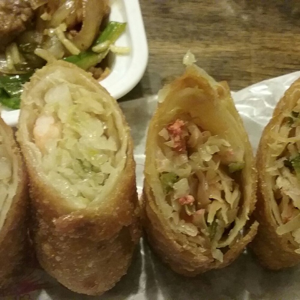 China Wonder - Shrimp roll on the left and roast pork eggroll on the right. Both very good. - Chinese Near Me - Norman, Oklahoma