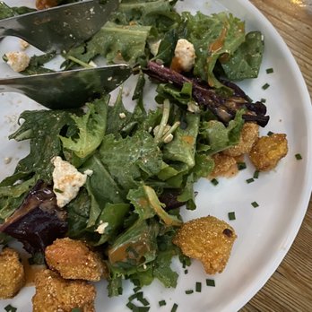 Braise - Salad with fried kohlrabi and tomato vinaigrette - New American Near Me - Milwaukee, Wisconsin