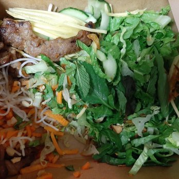 Le Bleu - BÚN:Grilled Pork I had already served into 2 bowls *before taking this photo! Great cuisine for great cost. - Vietnamese Near Me - Austin, Texas Le Bleu - BÚN:Grilled Pork I had already served into 2 bowls *before taking this photo! Great cuisine for great cost. - Vietnamese Near Me - Austin, Texas