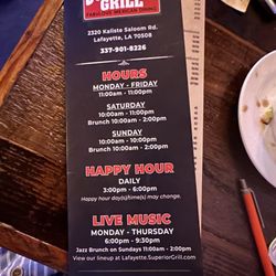 Superior Grill Lafayette - Menu