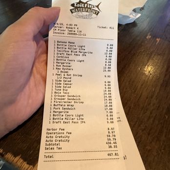 Tailfins Waterfront Grill - Check your bills - Seafood Near Me - Destin, Florida Tailfins Waterfront Grill - Check your bills - Seafood Near Me - Destin, Florida