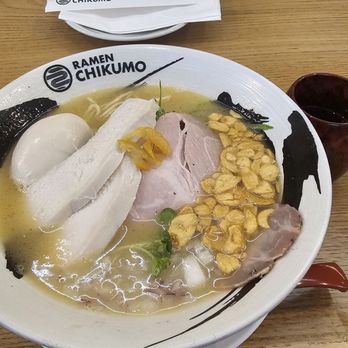 Ramen Chikumo - Signature rich chicken broth + egg + garlic chips - Ramen Near Me - Los Angeles, California Ramen Chikumo - Signature rich chicken broth + egg + garlic chips - Ramen Near Me - Los Angeles, California