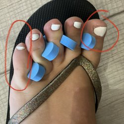 Stellar Nails and Spa - Looks like a kid did it