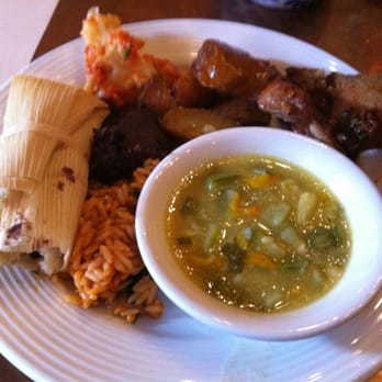 Hugo's - Squash blossom soup, brisket, mexican rice and refried black beans, cauliflower gratin, corn tamale - Mexican Near Me - Houston, Texas