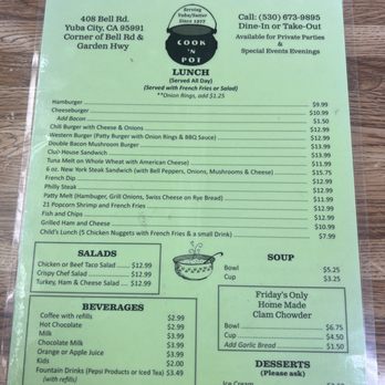Cook N' Pot - Lunch Menu - American Near Me - Yuba City, California Cook N' Pot - Lunch Menu - American Near Me - Yuba City, California