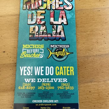 Miches De La Baja - Menu front - Mexican Near Me - Riverside, California Miches De La Baja - Menu front - Mexican Near Me - Riverside, California