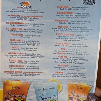 Seacrets - Drink menu as of 6/2022 - Bars Near Me - Ocean City, Maryland