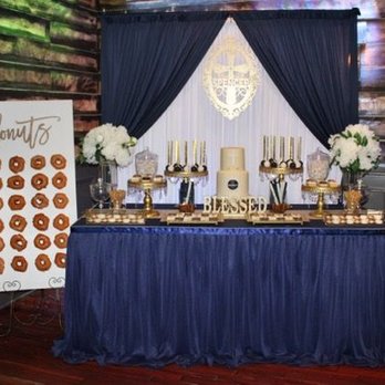 618 - Gina lee designs dessert table set up in corner next to fireplace. - New American Near Me - Freehold Borough, New Jersey