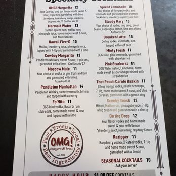 OMG! Burgers & Brew - Drinks menu - Burgers Near Me - Pendleton, Oregon OMG! Burgers & Brew - Drinks menu - Burgers Near Me - Pendleton, Oregon